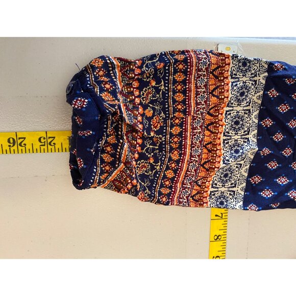 Time And Tru Dress Boho Tunic Blue Sapphire Print has Belt Long Sleeves Large - Picture 10 of 10